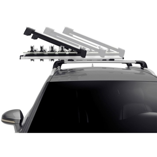 Suport 5 perechi schiuri Thule SnowPack Extender 7325 Argintiu cu prindere pe bare transversale aluminiu cu profil T - Img 6
