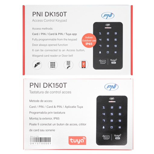 Tastatura control acces PNI DK150T cu Wi-Fi, deblocare cu PIN, card RFID si din aplicatia Tuya Smart, IP65, negru - Img 9