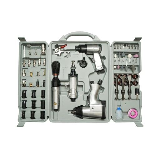 Trusa scule pneumatice cu pistol de impact, ciocan, clichet, polizor drept si accesorii 71 piese - Img 2