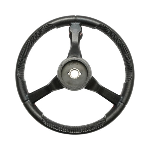 Volan tractor universal 390mm, prindere 25mm Z=24, maner rotativ 360 grade, rosu-negru Breckner Germany - Img 4
