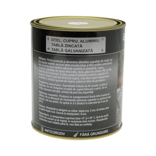 Vopsea email anticoroziva 3 in 1 alb 10 pentru metal 750g, direct pe rugina, pe baza de apa Breckner Germany - Img 3