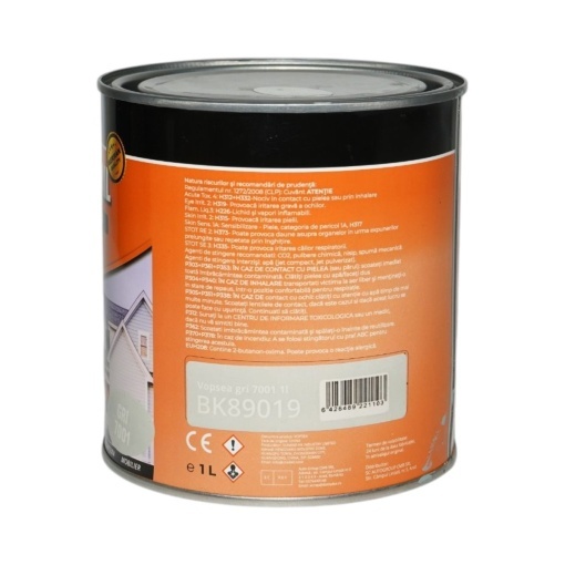 Vopsea email anticoroziva 3 in 1 gri 7001 pe baza de solvent 1L, direct pe rugina, interior si exterior Breckner Germany - Img 3