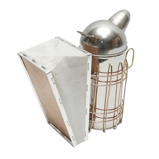 Afumator albine din otel inox cu cilindru scut termic si burduf din piele 210mm - Img 3