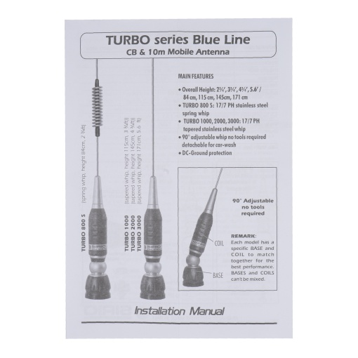 Antena CB Sirio Turbo 3000PL Blue Line Cod 2202405.41 fara cablu - Img 8