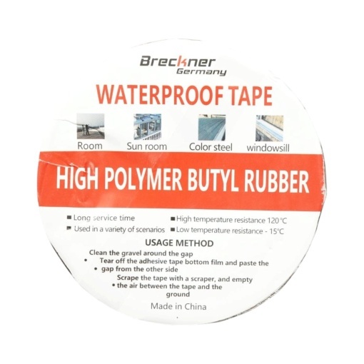 Banda butilica hidroizolanta autoadeziva 200mm x 5m cu folie de aluminiu maro RAL8003 Breckner Germany - Img 6