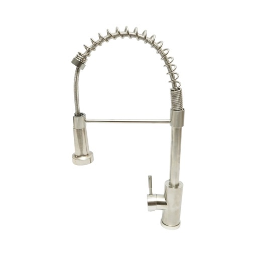 Baterie chiuveta bucatarie cu dus extractibil, arc flexibil, perlator 2 functii, inox satinat, aliaj zinc, furtunuri incluse - Img 3