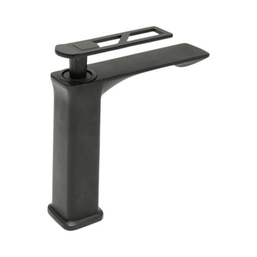 Baterie lavoar baie inalta patrata, monocomanda, negru mat, aliaj zinc, furtunuri incluse - Img 5
