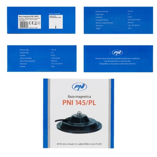 Baza magnetica PNI 145/PL 145mm contine cablu 4m si mufa PL259 - Img 3