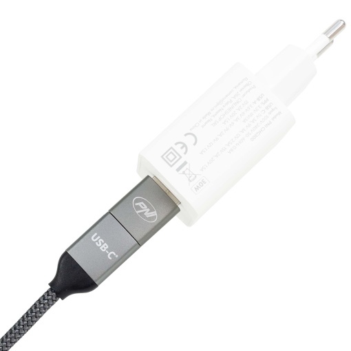 Cablu date si incarcare PNI CD600 USB Type-C la Type-C 60W + adaptor USB Type-C la USB-A, lungime 1m - Img 5