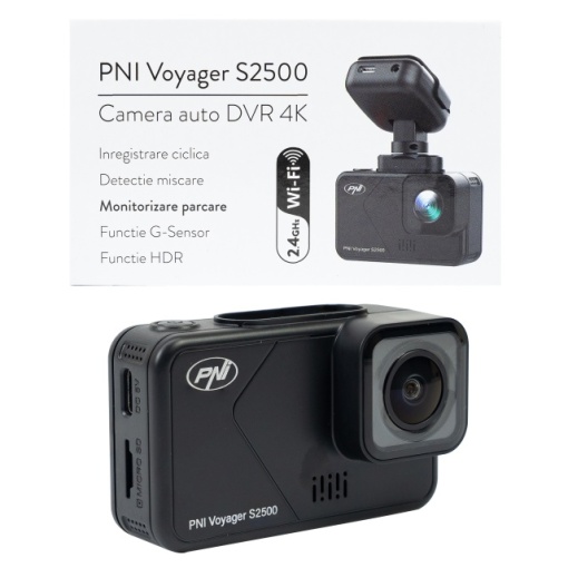 Camera auto DVR PNI Voyager S2500 WiFi, 4K UHD, ecran 2 inch, inregistrare ciclica, monitorizare parcare, detectie miscare, inregistrare video si audio, alimentare 12V/24V - Img 2