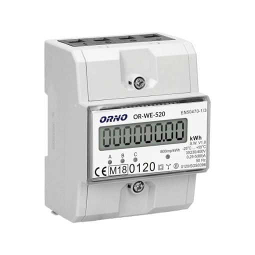 Contor trifazic ORNO OR-WE-520, 80A, certificare MID, 3 faze, 230V, clasa de masurare B, frecventa de impuls 800 imp/kWh, IP51, gri - Img 6