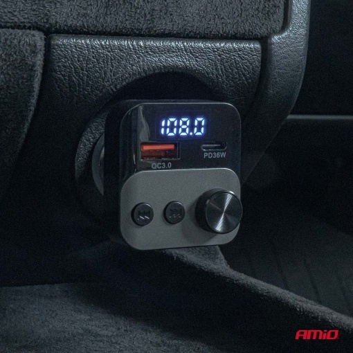 Incarcator - Modulator FM - Bluetooth 1×USB-A 1×USB-C 12V 24V Amio - Img 5