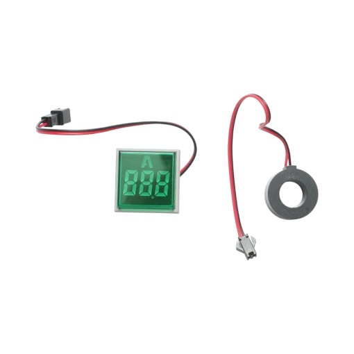 Indicator digital ampermetru LED verde 0-100A, 220V/380V Ø 22mm Breckner Germany - Img 2