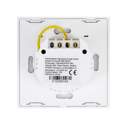 Intrerupator cap scara si cap cruce simplu cu touch PNI CS101 din sticla, alb cu LED indicator - Img 3