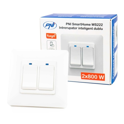 Intrerupator inteligent dublu PNI SmartHome WS222 pentru control lumini prin internet cu App Tuya Smart, compatibil Amazon Alexa si Google Home - Img 5