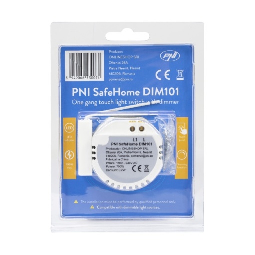 Intrerupator simplu cu touch si dimmer PNI SafeHome DIM101, 1X700W, Live Wire, fara nul, sticla dimabil - Img 3