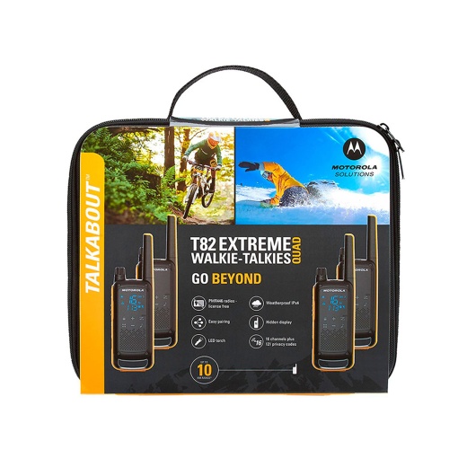 Kit Statie radio PMR portabila Motorola TALKABOUT T82 Extreme Quad set cu 4 buc + Cadou Sticky Pad Cav - Img 6