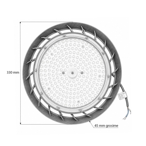 Lampa industriala LED UFO High-Bay 150W, 100-265V, 6500K, 24000lm pentru hale, depozite 330x45mm IP65 Breckner Germany - Img 6
