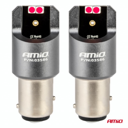 LED CANBUS PRO BAY15D P21/5W 4x3030 SMD ROSU 12/24V AMIO - Img 2