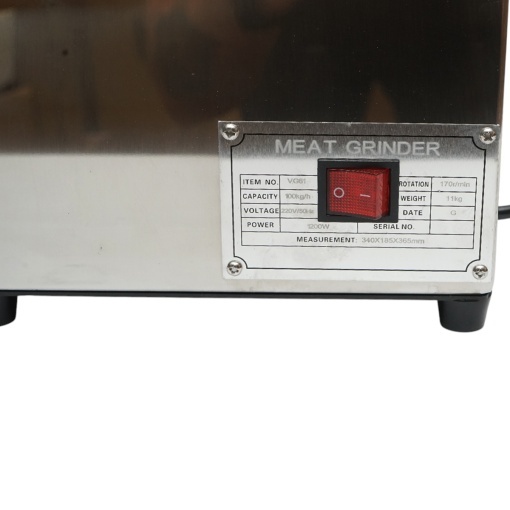 Masina de tocat carne electrica inox + aluminiu 1200W, 220V, capacitate 100 kg/h, adaptor carnati, 1 sita si 1 cutit incluse 340x185x365mm - Img 10