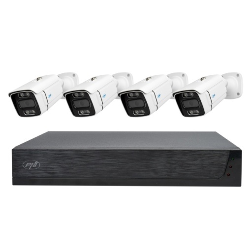 Pachet Kit supraveghere video PNI House IPMAX POE 3LR, NVR cu 4 porturi POE, ONVIF si 4 camere cu IP 3MP, de exterior, Power over Ethernet, detectie chip, detectie miscare, 4 cabluri, alimentator, mou - Img 3