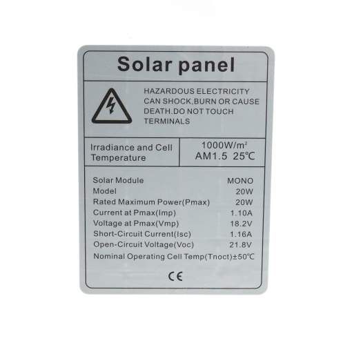 Panou solar 20W fotovoltaic monocristalin 400x300x17mm THOR - Img 5