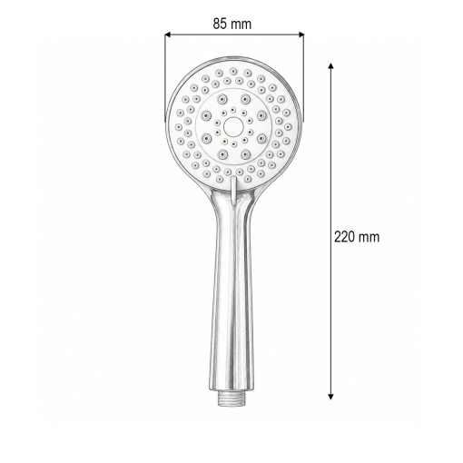 Para de dus baie rotunda, 5 functii, crom lucios, plastic 85x220mm - Img 4