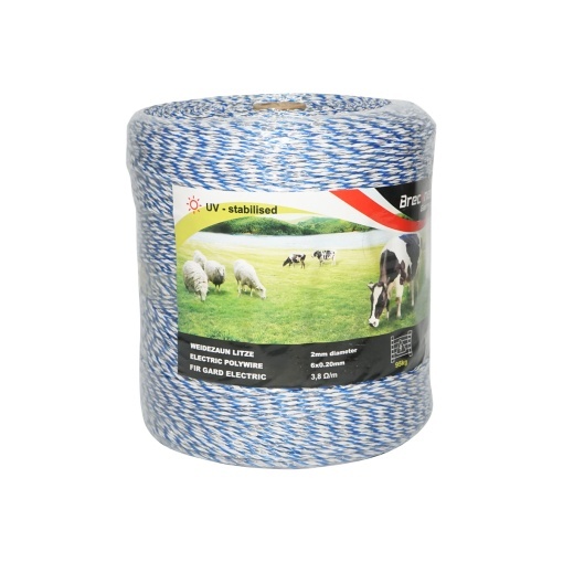 Rola fir albastru-alb fi 2mm 6x0.2mm SS 3.8 Ohm/m, 1000m gard electric - Img 3