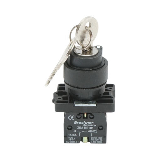 Selector 2 pozitii cu revenire si cheie 1NO+1NC, 400V/10A, LAY5-EG65 Breckner Germany - Img 2