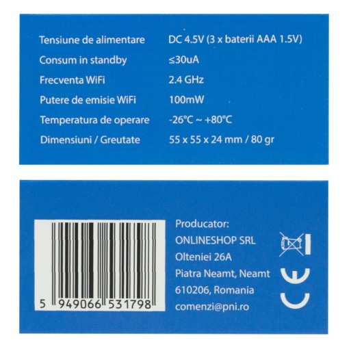 Senzor inteligent de temperatura si umiditate PNI SafeHome PT252 WiFi aplicatie de mobil Tuya Smart - Img 2