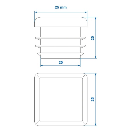 Set 4 buc. Dop teava patrat plastic 25x25mm - Img 6