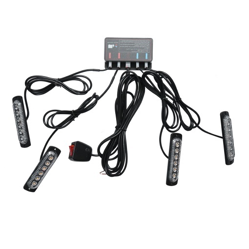 Set 4 lampi LED stroboscopice 24W, 12-24V galben, unitate control cu 4 module 110x28x12mm - Img 2