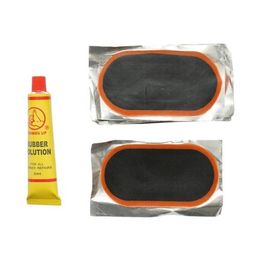 Set 8 petice ovale vulcanizare anvelope si camere de aer 50x100mm + 1 tub adeziv 20ml - Img 2