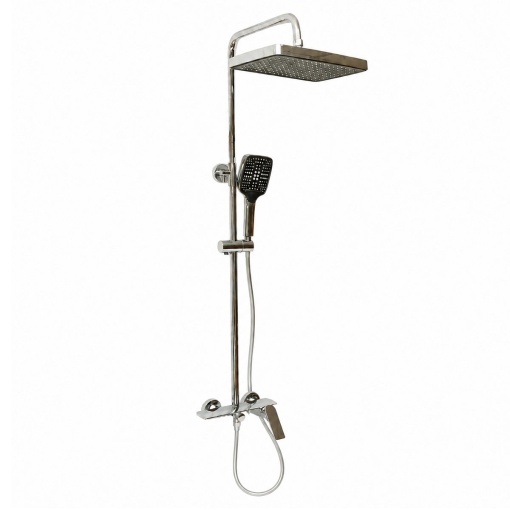 Set dus Premium multifunctional de perete din cupru, 3 functii curgere apa, dus dreptunghiular tip ploaie, para de dus, crom lucios - Img 4
