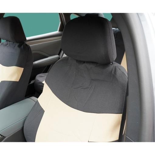 Set huse scaune auto universale crem-negru, material textil 8 piese - Img 5