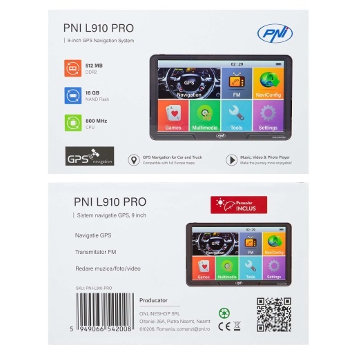 Sistem de navigatie GPS PNI L910 PRO cu parasolar, 9 inch, 800 MHz, 512MB DDR, 16GB memorie interna, FM transmitter, negru - Img 15
