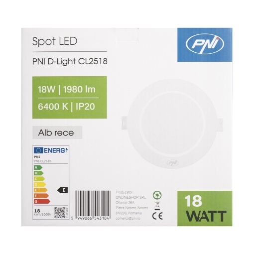 Spot LED PNI D-Light CL2518 18W, incastrabil, rotund 22 cm, 6400K, alimentare 230V, 1980 lm, alb rece - Img 7