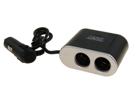 Stecher 3 prize 12 / 24V cu fir, LED, intrerupator si USB - Img 2