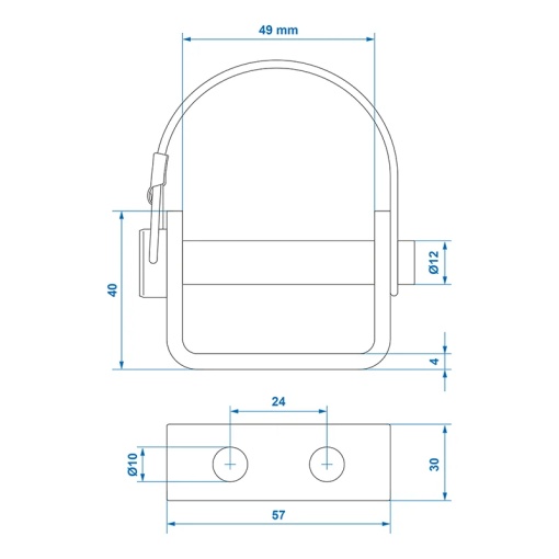 Suport pentru balama 71 mm / Ø12 mm cu știft de blocare și clemă de fixare - Img 7