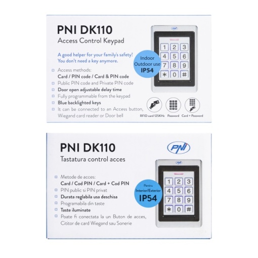 Tastatura control acces PNI DK110, stand alone, exterior si interior, IP54 - Img 6