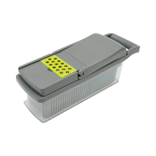 Tocator de legume multifunctional 12 in 1 manual, 8 lame inox interschimbabile, taietor legume, feliator, razatoare, decojitor, separator oua, recipient colectare - Img 7