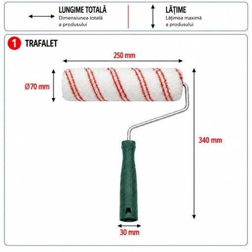 Trafalet poliester 25cm, diametru rola 70mm, fir 18mm, maner PP Breckner Germany - Img 5