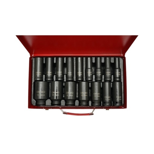 Trusa chei tubulare de impact lungi 10-36mm, patrat 1/2 inch Cr-Mo 16 piese Breckner Germany - Img 2
