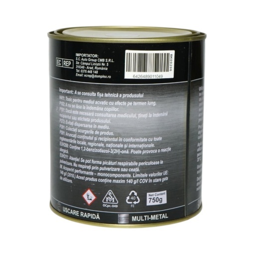 Vopsea email anticoroziva 3 in 1 argintie pentru metal 750g, direct pe rugina, pe baza de apa Breckner Germany - Img 3