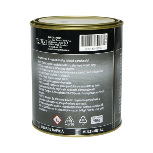 Vopsea email anticoroziva 3 in 1 maro ciocolatiu mat pentru metal 750g, direct pe rugina, pe baza de apa Breckner Germany - Img 3