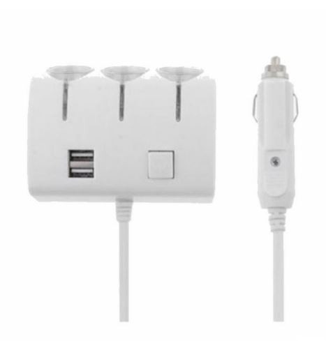 Adaptor auto pentru bricheta 3 prize 12/24V cu Incarcator si 2 USB - Img 2