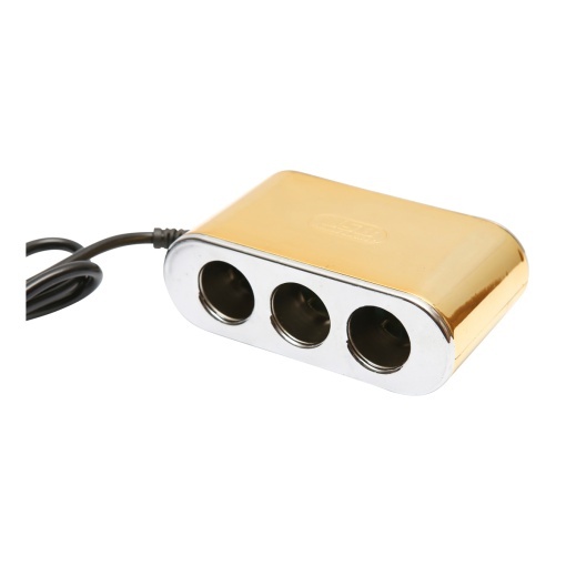 Adaptor bricheta auto tripla 12/24V auriu cu intrerupator individual si 1 port USB 5V 2.1A - Img 8