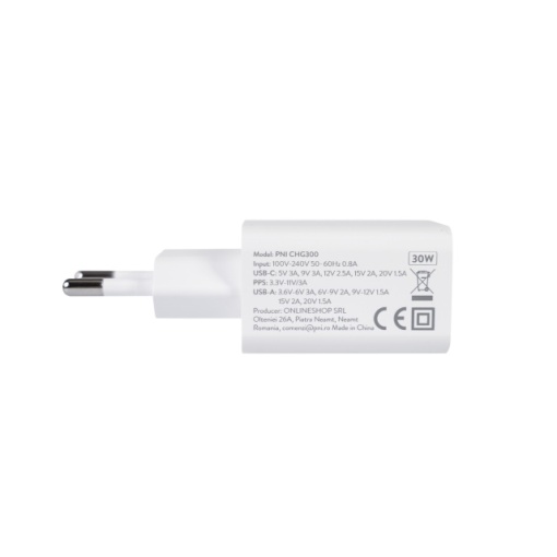 Alimentator PNI CHG300 cu port USB C, QC3.0, PD3.0, PPS si port USB-A, 30W - Img 3