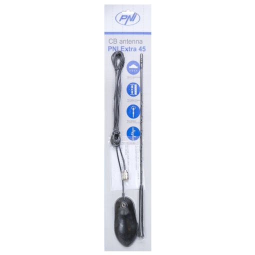 Antena CB PNI Extra 45, cu magnet inclus, lungime 45 cm, SWR 1.0, 26-30MHz, 150W, fibra de sticla - Img 4