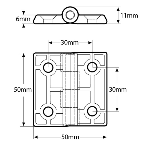 Balama din zinc turnat sub presiune 50x50 mm cu ax din otel inoxidabil 316 - Img 2